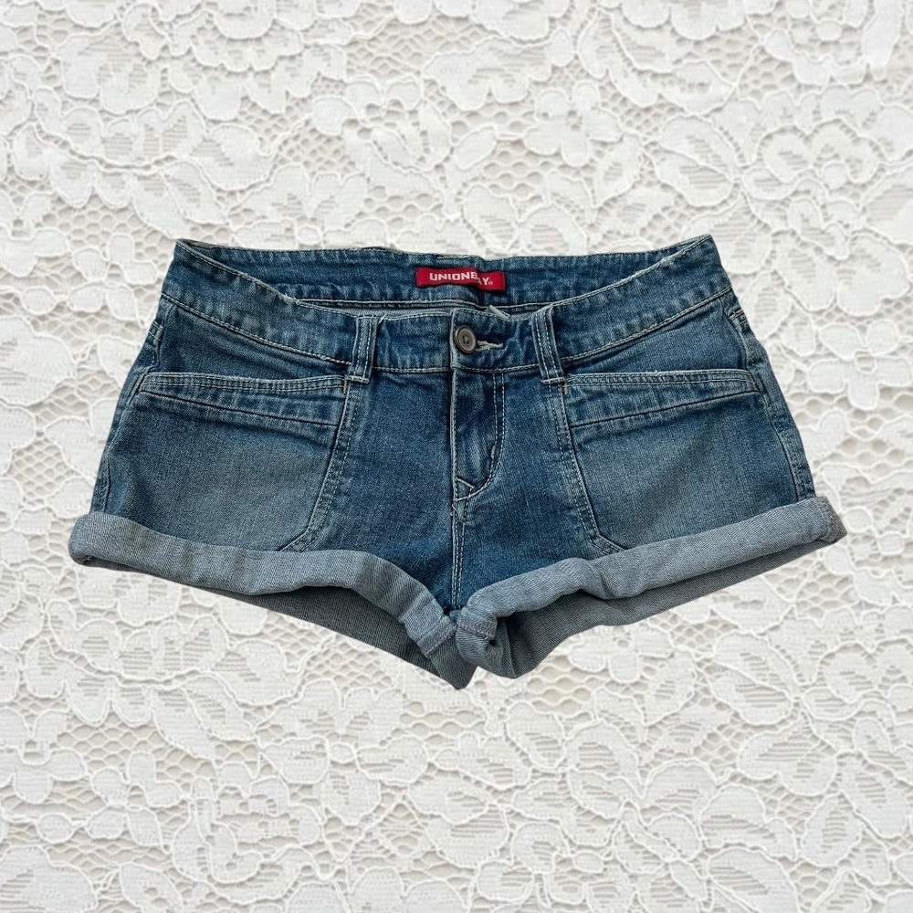 vintage‎ union bay low rise butt pocket denim mini shorts